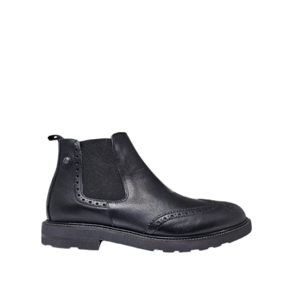 AEROPLANE BLACK MEN LEATHER ANKLE BOOTS